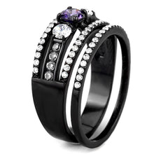 Load image into Gallery viewer, Womens Black Ring Anillo Para Mujer y Ninos Kids Stainless Steel Ring with AAA Grade CZ in Amethyst Atri - ErikRayo.com
