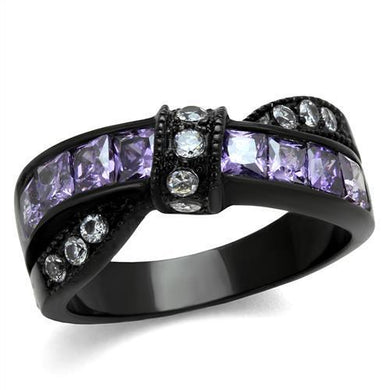 Womens Black Ring Anillo Para Mujer y Ninos Kids Stainless Steel Ring with AAA Grade CZ in Amethyst Tabitha - Jewelry Store by Erik Rayo