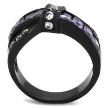 Load image into Gallery viewer, Womens Black Ring Anillo Para Mujer Stainless Steel Ring with AAA Grade CZ in Amethyst Tabitha - Jewelry Store by Erik Rayo
