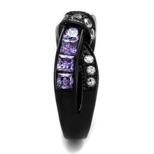 Load image into Gallery viewer, Womens Black Ring Anillo Para Mujer Stainless Steel Ring with AAA Grade CZ in Amethyst Tabitha - Jewelry Store by Erik Rayo

