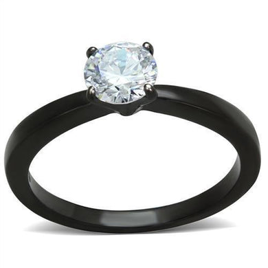 Womens Black Ring Anillo Para Mujer Stainless Steel Ring with AAA Grade CZ in Clear Abigail - Jewelry Store by Erik Rayo
