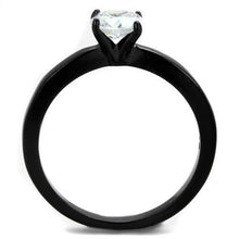 Load image into Gallery viewer, Womens Black Ring Anillo Para Mujer Stainless Steel Ring with AAA Grade CZ in Clear Abigail - Jewelry Store by Erik Rayo
