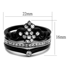 Load image into Gallery viewer, Womens Black Ring Anillo Para Mujer Stainless Steel Ring with AAA Grade CZ in Clear Ada - Jewelry Store by Erik Rayo
