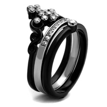 Load image into Gallery viewer, Womens Black Ring Anillo Para Mujer Stainless Steel Ring with AAA Grade CZ in Clear Ada - Jewelry Store by Erik Rayo
