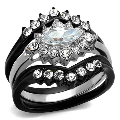 Womens Black Ring Anillo Para Mujer Stainless Steel Ring with AAA Grade CZ in Clear Adalia - Jewelry Store by Erik Rayo