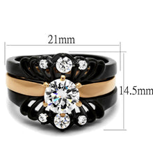 Load image into Gallery viewer, Womens Black Ring Anillo Para Mujer Stainless Steel Ring with AAA Grade CZ in Clear Adalya - Jewelry Store by Erik Rayo
