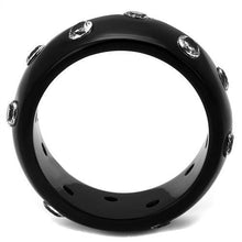 Load image into Gallery viewer, Womens Black Ring Anillo Para Mujer Stainless Steel Ring with AAA Grade CZ in Clear Areli - Jewelry Store by Erik Rayo
