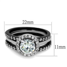 Load image into Gallery viewer, Womens Black Ring Anillo Para Mujer Stainless Steel Ring with AAA Grade CZ in Clear Blair - Jewelry Store by Erik Rayo
