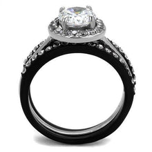 Load image into Gallery viewer, Womens Black Ring Anillo Para Mujer y Ninos Kids Stainless Steel Ring with AAA Grade CZ in Clear Blair - ErikRayo.com
