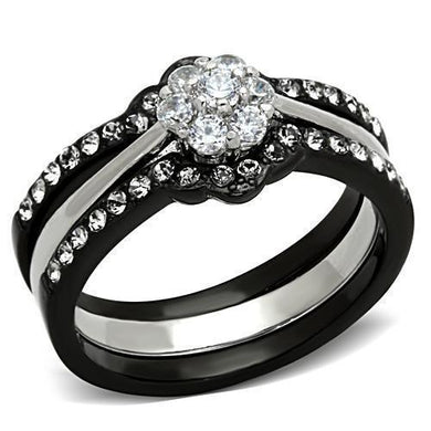 Womens Black Ring Anillo Para Mujer Stainless Steel Ring with AAA Grade CZ in Clear Frascati - Jewelry Store by Erik Rayo