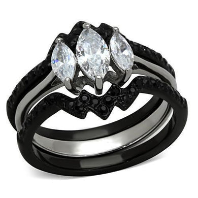 Womens Black Ring Anillo Para Mujer Stainless Steel Ring with AAA Grade CZ in Clear Latina - Jewelry Store by Erik Rayo