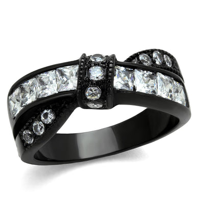 Womens Black Ring Anillo Para Mujer Stainless Steel Ring with AAA Grade CZ in Clear Salome - Jewelry Store by Erik Rayo