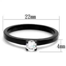 Load image into Gallery viewer, Womens Black Ring Anillo Para Mujer Stainless Steel Ring with AAA Grade CZ in Clear Sara - Jewelry Store by Erik Rayo
