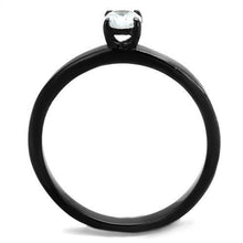 Load image into Gallery viewer, Womens Black Ring Anillo Para Mujer Stainless Steel Ring with AAA Grade CZ in Clear Sara - Jewelry Store by Erik Rayo
