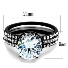 Load image into Gallery viewer, Womens Black Ring Anillo Para Mujer Stainless Steel Ring with AAA Grade CZ in Clear Vittoria - Jewelry Store by Erik Rayo
