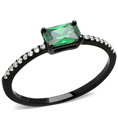Womens Black Ring Anillo Para Mujer Stainless Steel Ring with AAA Grade CZ in Emerald Lanciano - Jewelry Store by Erik Rayo