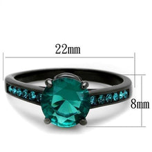 Load image into Gallery viewer, Womens Black Ring Anillo Para Mujer Stainless Steel Ring with Glass in Blue Zircon Hannah - Jewelry Store by Erik Rayo
