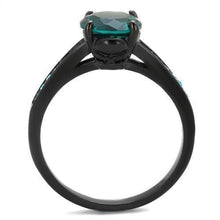 Load image into Gallery viewer, Womens Black Ring Anillo Para Mujer y Ninos Kids Stainless Steel Ring with Glass in Blue Zircon Hannah - ErikRayo.com
