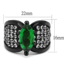 Load image into Gallery viewer, Womens Black Ring Anillo Para Mujer Stainless Steel Ring with Glass in Emerald Treviso - Jewelry Store by Erik Rayo

