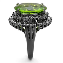 Load image into Gallery viewer, Womens Black Ring Anillo Para Mujer Stainless Steel Ring with Glass in Peridot Scicli - Jewelry Store by Erik Rayo
