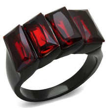 Load image into Gallery viewer, Womens Black Ring Anillo Para Mujer Stainless Steel Ring with Glass in Siam Cortona - Jewelry Store by Erik Rayo
