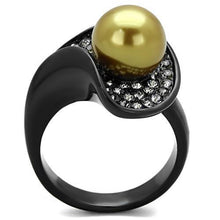Load image into Gallery viewer, Womens Black Ring Anillo Para Mujer Stainless Steel Ring with Synthetic Pearl in Champagne Spoleto - Jewelry Store by Erik Rayo
