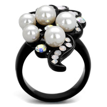 Load image into Gallery viewer, Womens Black Ring Anillo Para Mujer Stainless Steel Ring with Synthetic Pearl in Light Rose Myriam - Jewelry Store by Erik Rayo
