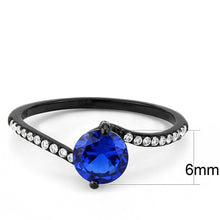 Load image into Gallery viewer, Womens Black Ring Anillo Para Mujer Stainless Steel Ring with Synthetic Spinel in London Blue Vasto - Jewelry Store by Erik Rayo
