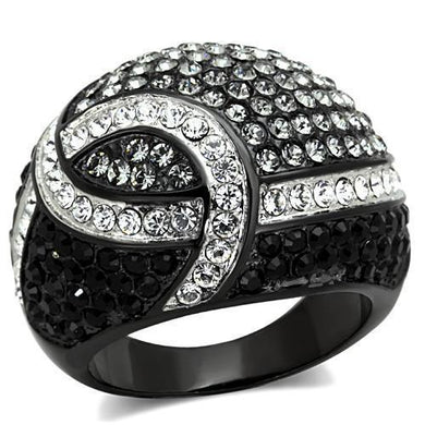 Womens Black Ring Anillo Para Mujer Stainless Steel Ring with Top Grade Crystal in Black Diamond Perugia - Jewelry Store by Erik Rayo