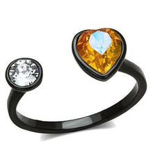 Load image into Gallery viewer, Womens Black Ring Anillo Para Mujer Stainless Steel Ring with Top Grade Crystal in Champagne Assisi - Jewelry Store by Erik Rayo
