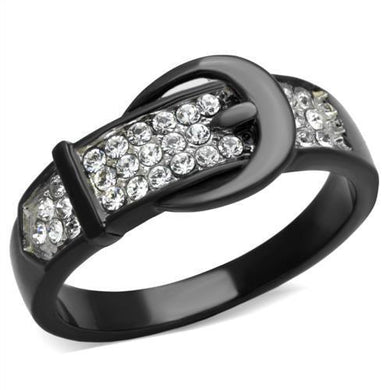 Womens Black Ring Anillo Para Mujer Stainless Steel Ring with Top Grade Crystal in Clear Merano - Jewelry Store by Erik Rayo