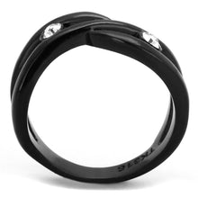 Load image into Gallery viewer, Womens Black Ring Anillo Para Mujer Stainless Steel Ring with Top Grade Crystal in Clear Miriam - Jewelry Store by Erik Rayo
