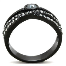 Load image into Gallery viewer, Womens Black Ring Anillo Para Mujer Stainless Steel Ring with Top Grade Crystal in Hematite Portogruaro - Jewelry Store by Erik Rayo
