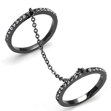 Womens Black Ring Anillo Para Mujer Stainless Steel Ring with Top Grade Crystal in Jet Armani - Jewelry Store by Erik Rayo