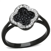 Load image into Gallery viewer, Womens Black Ring Anillo Para Mujer Stainless Steel Ring with Top Grade Crystal in Jet Eliana - Jewelry Store by Erik Rayo
