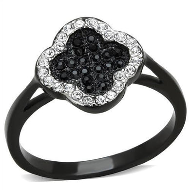 Womens Black Ring Anillo Para Mujer Stainless Steel Ring with Top Grade Crystal in Jet Eliana - Jewelry Store by Erik Rayo