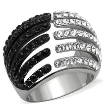 Load image into Gallery viewer, Womens Black Ring Anillo Para Mujer Stainless Steel Ring with Top Grade Crystal in Jet Veneto - Jewelry Store by Erik Rayo
