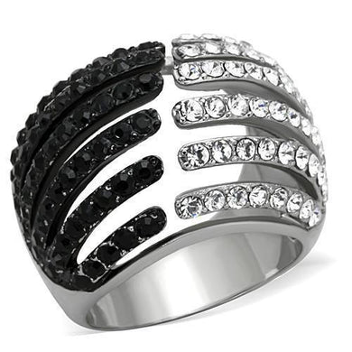 Womens Black Ring Anillo Para Mujer Stainless Steel Ring with Top Grade Crystal in Jet Veneto - Jewelry Store by Erik Rayo