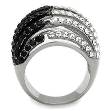 Load image into Gallery viewer, Womens Black Ring Anillo Para Mujer Stainless Steel Ring with Top Grade Crystal in Jet Veneto - Jewelry Store by Erik Rayo
