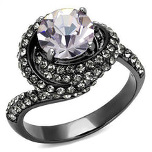 Load image into Gallery viewer, Womens Black Ring Anillo Para Mujer Stainless Steel Ring with Top Grade Crystal in Light Amethyst Arake - Jewelry Store by Erik Rayo
