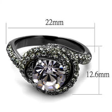 Load image into Gallery viewer, Womens Black Ring Anillo Para Mujer Stainless Steel Ring with Top Grade Crystal in Light Amethyst Arake - Jewelry Store by Erik Rayo
