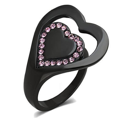 Womens Black Ring Anillo Para Mujer Stainless Steel Ring with Top Grade Crystal in Light Rose Citta - Jewelry Store by Erik Rayo
