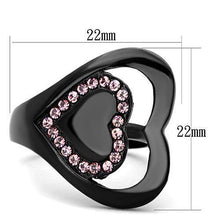 Load image into Gallery viewer, Womens Black Ring Anillo Para Mujer Stainless Steel Ring with Top Grade Crystal in Light Rose Citta - Jewelry Store by Erik Rayo
