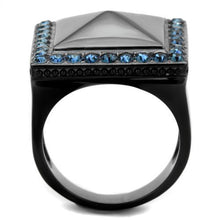 Load image into Gallery viewer, Womens Black Ring Anillo Para Mujer Stainless Steel Ring with Top Grade Crystal in Montana Florence - Jewelry Store by Erik Rayo
