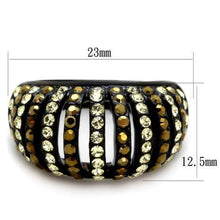 Load image into Gallery viewer, Womens Black Ring Anillo Para Mujer Stainless Steel Ring with Top Grade Crystal in Multi Color Arezzo - Jewelry Store by Erik Rayo
