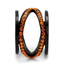 Load image into Gallery viewer, Womens Black Ring Anillo Para Mujer y Ninos Kids Stainless Steel Ring with Top Grade Crystal in Orange Hasina - ErikRayo.com
