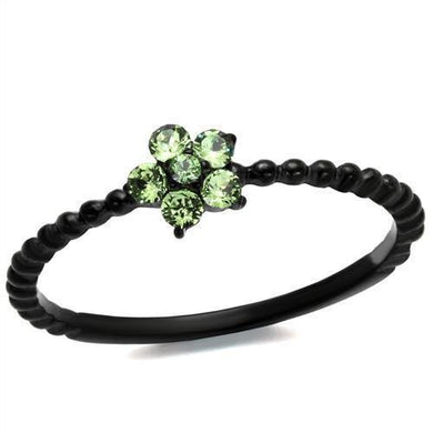 Womens Black Ring Anillo Para Mujer Stainless Steel Ring with Top Grade Crystal in Peridot Umbria - Jewelry Store by Erik Rayo