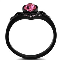 Load image into Gallery viewer, Womens Black Ring Anillo Para Mujer Stainless Steel Ring with Top Grade Crystal in Rose Anaiah - Jewelry Store by Erik Rayo
