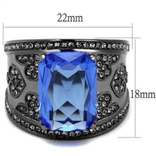 Load image into Gallery viewer, Womens Black Ring Anillo Para Mujer y Ninos Kids Stainless Steel Ring with Top Grade Crystal in Sapphire Amadi - Jewelry Store by Erik Rayo
