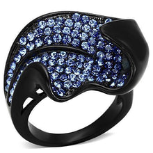 Load image into Gallery viewer, Womens Black Ring Anillo Para Mujer Stainless Steel Ring with Top Grade Crystal in Sapphire Rieti - Jewelry Store by Erik Rayo
